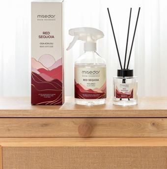 Misedor 2 Li Set Red Sequoia Çubuklu Oda Kokusu 120 Ml & Oda Spreyi 500 Ml