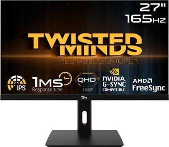 Twisted Minds 27 TM272QE QHD 165 Hz 1MS HDMI DP FREESYNC/GSYNC ÇERÇEVESİZ RGB IPS Gaming Mönitör