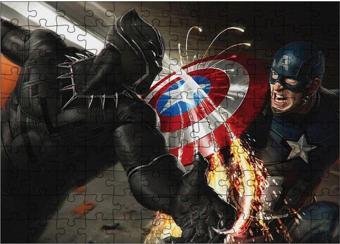 Tablomega Ahşap Mdf Puzzle Yapboz Captan America Ve Black Panther 120 Parça 25*35 Cm