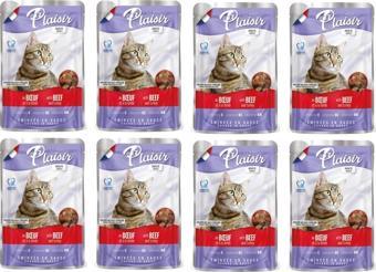 Plaisir 100Gr Pouch Beef and Dinde Sığır Hindi Etli 8Adet Kedi Maması