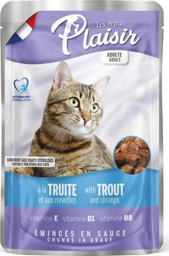 Plaisir Pouch 100Gr Alabalık Karides Etli 1Adet Kedi Maması