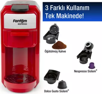 Fantom Mixpresso KS 1450 Otomatik Kapsüllü Kahve Makinesi Kırmızı