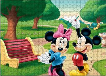 Tablomega Ahşap Mdf Puzzle Yapboz Mickey Ve Minnie Parkta 500 Parça 50*70 Cm