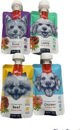 Wanpy Tasty Meat Paste Taze Sıvı Köpek Ödül Maması Köpek Sıvı Ödül Karma Paket 4X90Gr