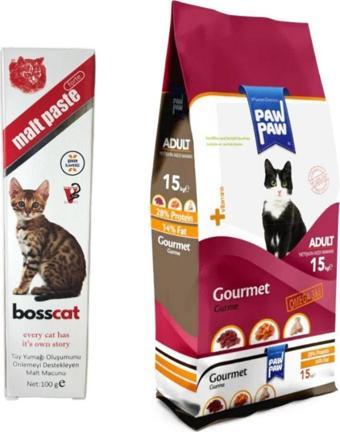 Paw Paw Gurme Yetişkin Kedi Maması 15 kg + Tüy Önleciyi Destek Malt