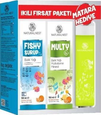 NATURALNEST FISHY SURUP + MULTY SURUP İKİLİ FIRSAT PAKETİ MATARA HEDİYELİ