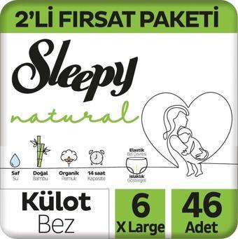 Sleepy Natural Külot Bebek Bezi 6 Beden Xlarge 46'li Fırsat Paket