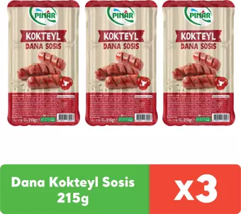 Pınar Dana Kokteyl Sosis 215g x 3 adet