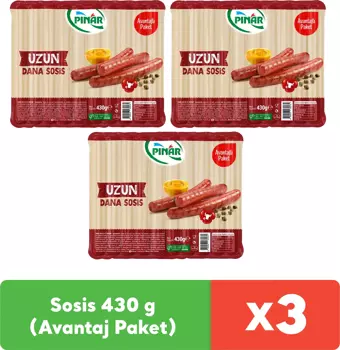 Pınar Dana Sosis 430 g (Avantaj Paket) x 3 adet