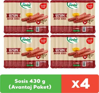 Pınar Dana Sosis 430 g (Avantaj Paket) x 4 adet