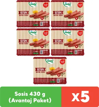 Pınar Dana Sosis 430 g (Avantaj Paket) x 5 adet