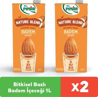 Pınar Nature Blend Bitkisel Bazlı Badem İçeceği 1 L Vegan Laktozsuz x 2 Adet