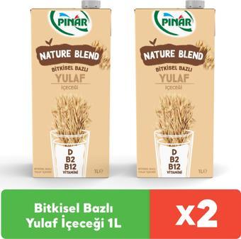 Pınar Nature Blend Bitkisel Bazlı Yulaf İçeceği 1 L Vegan Laktozsuz İlave Şekersiz x 2 Adet