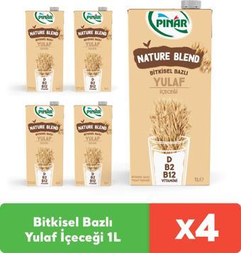 Pınar Nature Blend Bitkisel Bazlı Yulaf İçeceği 1 L Vegan Laktozsuz İlave Şekersiz x 4 Adet