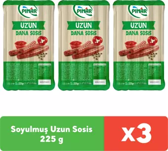 Pınar Soyulmuş Dana Uzun Sosis 225 g x 3 adet