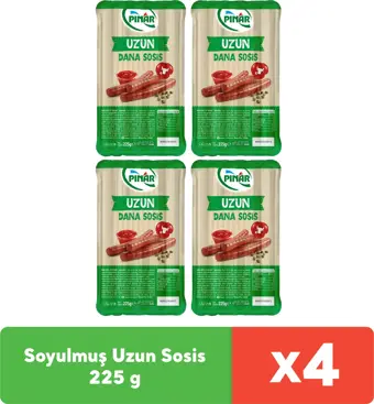 Pınar Soyulmuş Dana Uzun Sosis 225 g x 4 adet