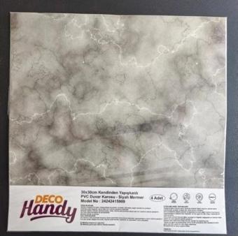 DecoHandy  Pvc Duvar Karosu 30x30cm 4'lü Paket - Mermer Desenli Siyah 0,36m2