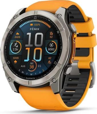 Garmin Fenix 8 – 51mm AMOLED Sapphire Titanyum Turuncu/Grafit Kayışlı