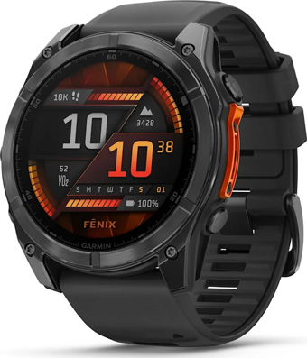 Garmin Fenix 8 – 51mm AMOLED Slate Gri, Siyah Silikon Kayışlı