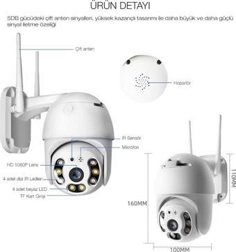 2.0 Mp Hd Lens İç Dış Mekan Suya Danıklı Ip Wifi Network Güvenlik Kamerası Wifi Kamera