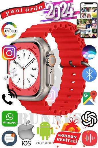Omix X300 Uyumlu Akıllı Saat ULTRA MAX 2024 Kordon Hediyeli Amoled Ekran