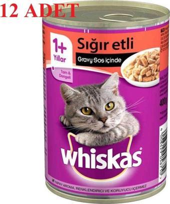 Whiskas Sığır Etli,Biftekli Konserve Kedi Maması 400 Gr X 12 Adet