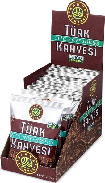 Kahve Dünyası Orta Kavrulmuş Türk Kahvesi 100Gr (12 Li Set) Toplam: 1200Gr