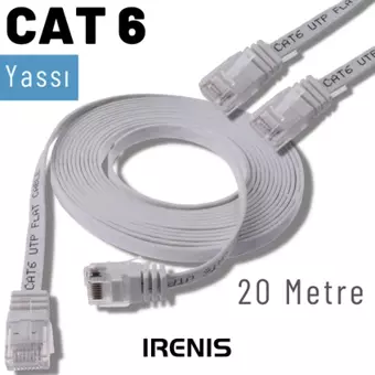 IRENIS 15 Metre CAT6 Kablo Yassı Ethernet Network Lan Ağ İnternet Kablosu