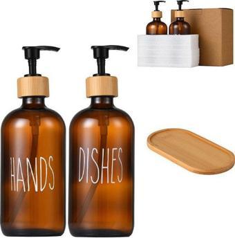 Mien 2 li Amber Bambu Standlı Hands&dishes Sıvı Sabunluk Seti 2069701-O