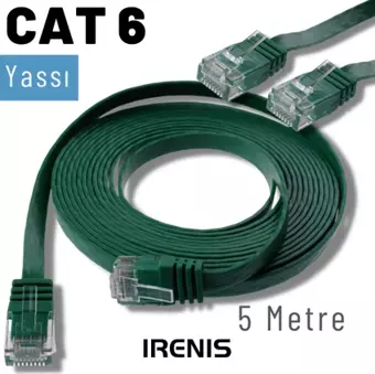 IRENIS 5 Metre CAT6 Kablo Yassı Ethernet Network Lan Ağ İnternet Kablosu