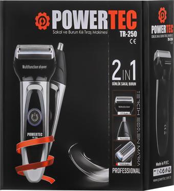 POWERTEC TR-250 Günlük Sakal Tıraş Makinesi  +Kulak-Burun Başlığı