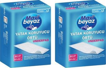 Mavi Beyaz Yatak Koruyucu Örtü 60x90 cm 30 lu x 2 Paket 