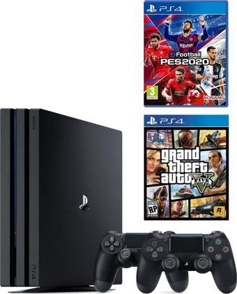 Sony Playstation 4 Pro 1 Tb + 2. Ps4 Kol + Ps4 Pes 2020 + Ps4 Gta 5