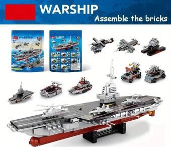 Uçak Gemisi Lego Yapı Blokları Seti 546 Parça 6-8 Yaş Donanma Savaş Gemisi Modeli Kit