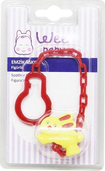 Wee Baby 903 Figürlü Emzik Askısı - Sarı Ayı Kırmızı Sap