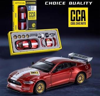 1 Kutu 1:42 Ford Mustang GT 2018 Kırmızı Araba Modeli Modifiye Edilebilir, Kapıları Açılabilir, Akse