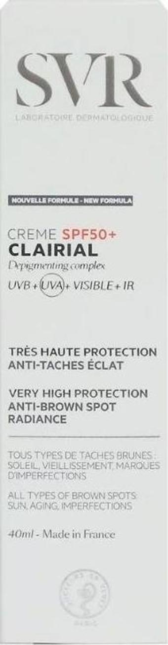 Clairal Creme SPF50+ Leke Karşıtı Güneş Koruyucu Krem 40ml