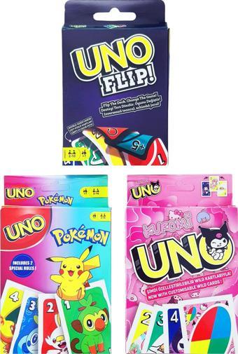 Uno Flip Pokemon ve Kuromi Oyun Kartları Seti