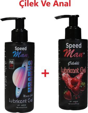 Speed Man Speedman Çilekli Lubricant Jel 150Ml + Su Bazlı Anal Lubricant Jel 150Ml Çiftler İçin