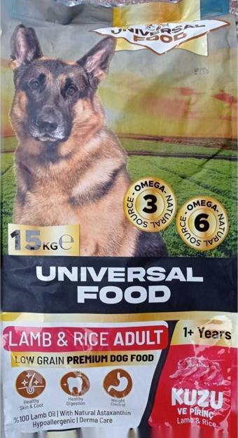 Universal Food Köpek Maması,Düşük Tahıllı.Premium,%100 Kuzu Yağı,Astaksantin İçeren,Hypoallergenic,15 Kg Mama