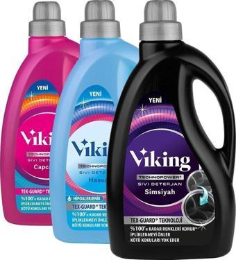 Viking TECHNOPOWER Sıvı Çamaşır Deterjanı Capcanlı, Hassas Ve Siyahlar 2.7 lt x 3 Adet