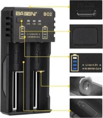 Basen Bo-2 Akıllı Pil Şarj Cihazı 3.7 Lıtyum-Ion Ve 1.2 Nı-Mh