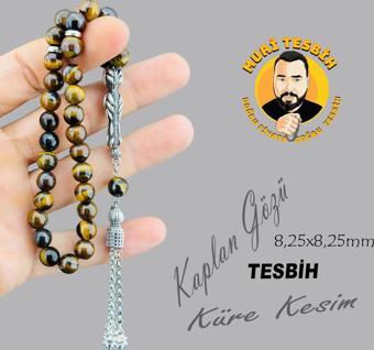 PİRİNÇ İMAME VE PÜSKÜLLÜ KAPLAN GÖZÜ TESBİH KÜRE KESİM 8,50X8,25mm