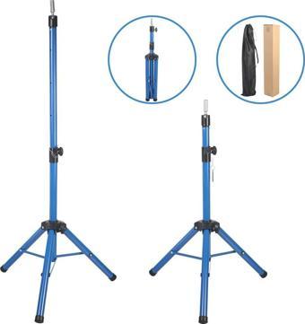  Kuaför Eğitim Mankeni İçin Metal Tripod - Mavi + Taşıma Çantası