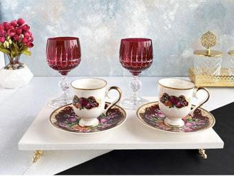 MONDECOR RSA035 LOTUS BORDO 2'Lİ KAHVE SETİ 4 PRÇ.