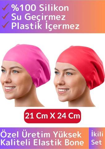 Özel Model Silikon Su Geçirmez Yüzücü Havuz Deniz Bone Elastik Yüzme Şapkası Bone 2li Set Unisex