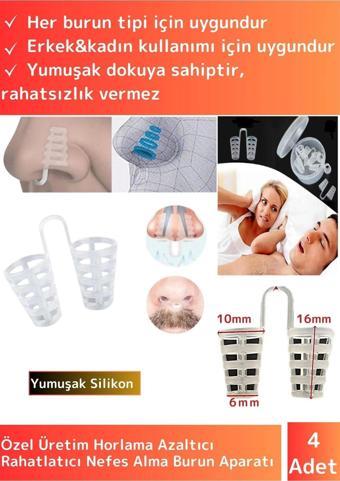 Premium Seri Horlama Azaltıcı Nefes Alıp Verme Rahatlatıcı Uyku Önleyici Burun Delik Aparatı 4 Adet