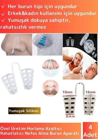 Premium Seri Horlama Azaltıcı Nefes Alıp Verme Rahatlatıcı Uyku Önleyici Burun Delik Aparatı 4 Adet