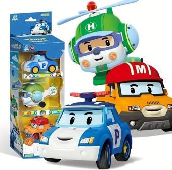 Robocar Poli Sürtmeli İt gitsin 3 lü set POLİ - HELLY - MAX Muadil Sür Gitsin