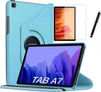 GoGoPlus Samsung Galaxy Tab A7 SM-T500 10.4" Kılıf+Ekran Koruyucu+Kalem 360 Dönebilen Standlı Kılıf Turkuaz